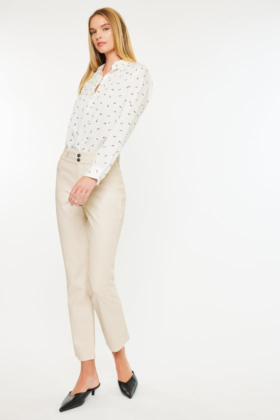Judith High Rise Faux Leather Skinny Straight Leg  Jeans - Official Kancan USA