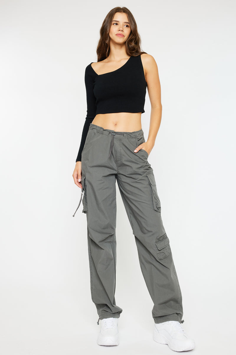 Nataly High Rise Relaxed Cargo Pants - Olive - Rigid Fit – Kancan USA