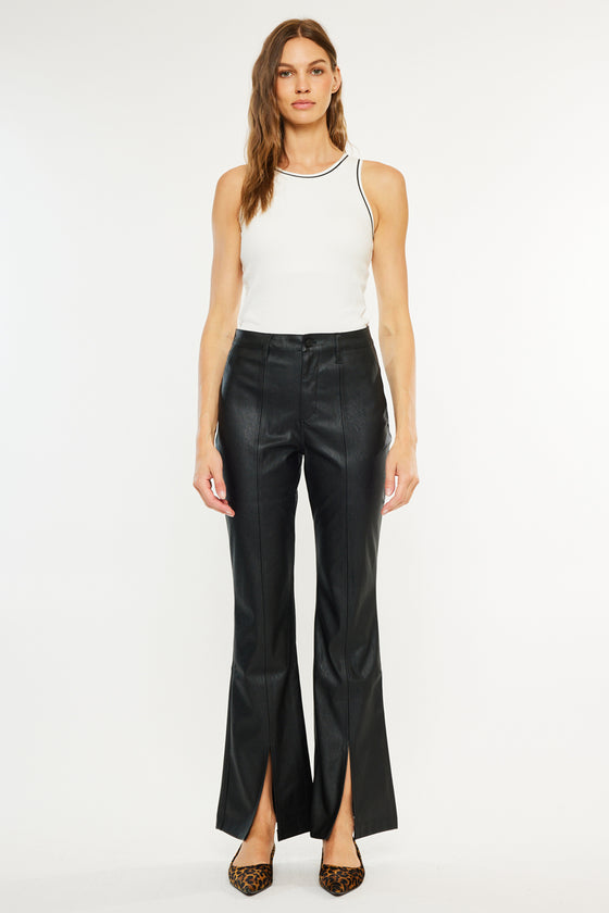 Mars High Rise Faux Leather Bootcut Jeans