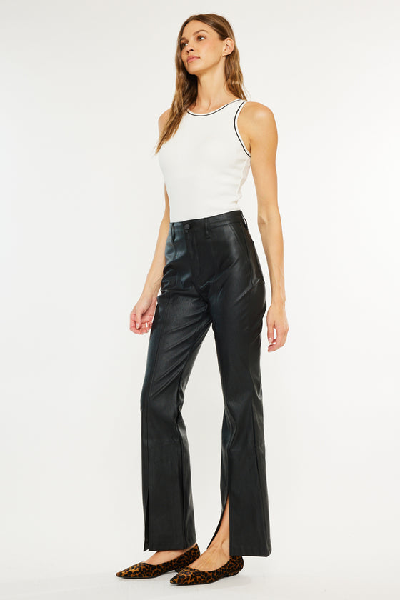Mars High Rise Faux Leather Bootcut Jeans