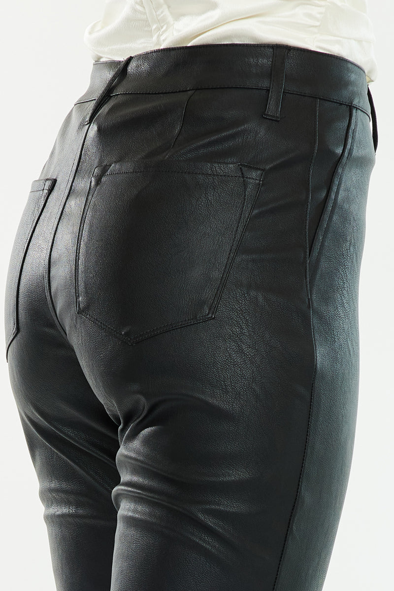 Mars High Rise Faux Leather Bootcut Jeans Official Kancan USA