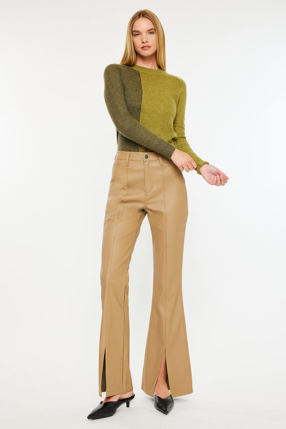 Mars High Rise Faux Leather Bootcut Jeans - Official Kancan USA
