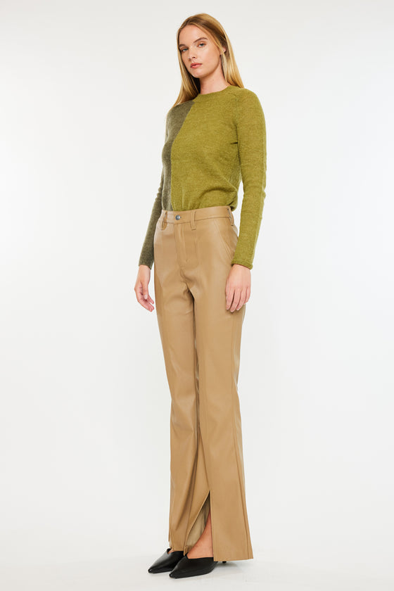 Mars High Rise Faux Leather Bootcut Jeans - Official Kancan USA