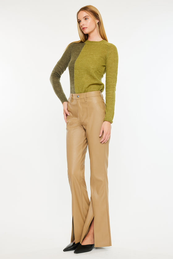 Mars High Rise Faux Leather Bootcut Jeans - Official Kancan USA