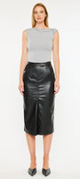 Suzette Faux Leather  Pencil Skirt - Official Kancan USA
