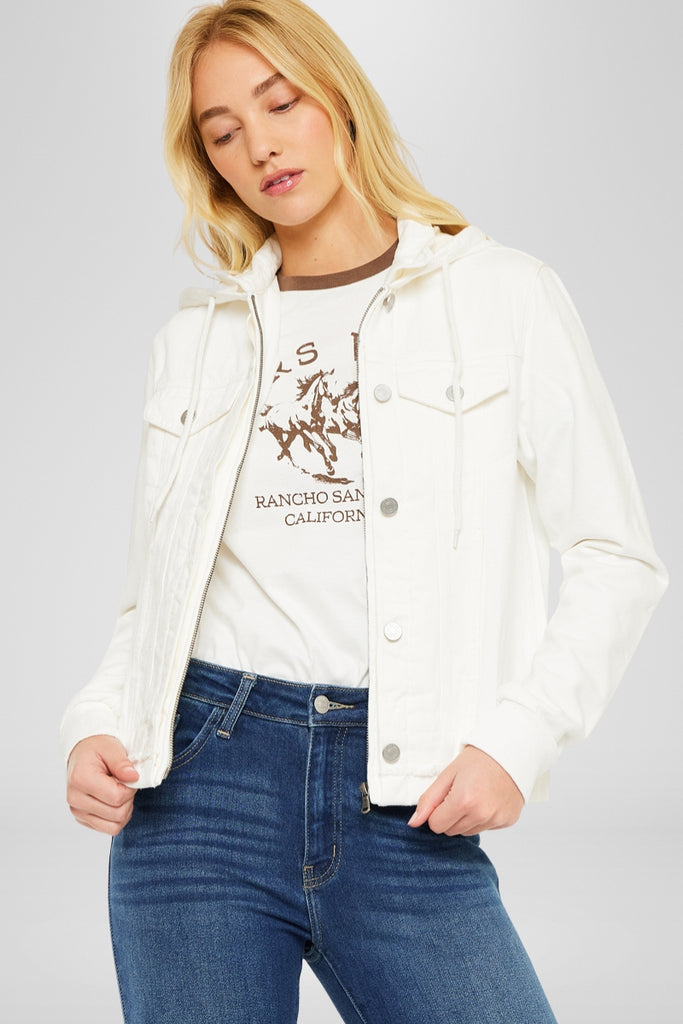 Eleni White Denim Hoodie Jacket – Cozy & Stylish | Kancan USA