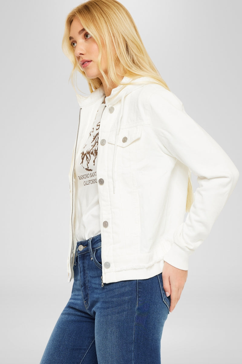 Eleni White Denim Hoodie Jacket – Cozy & Stylish | Kancan USA