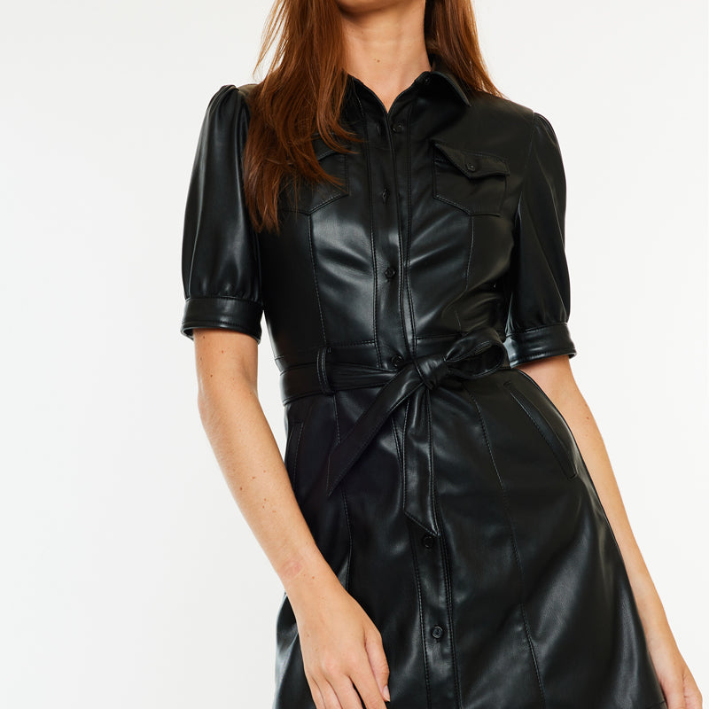 Neva Faux Leather Dress - Official Kancan USA