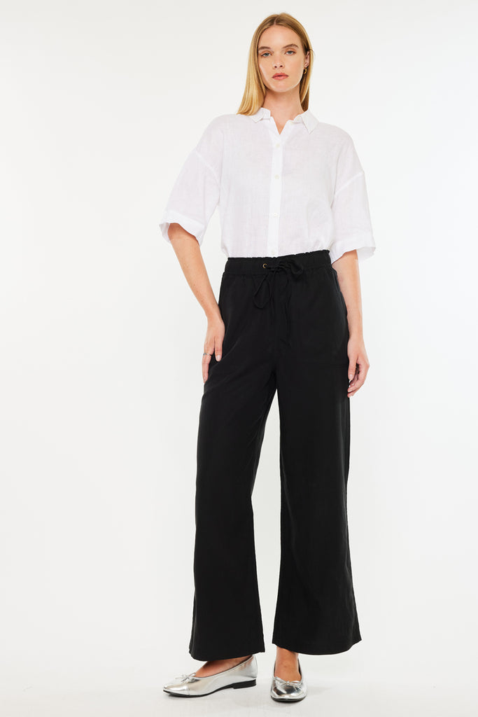 Christy Ultra High Rise Linen Paperbag Wide Pants Black / M