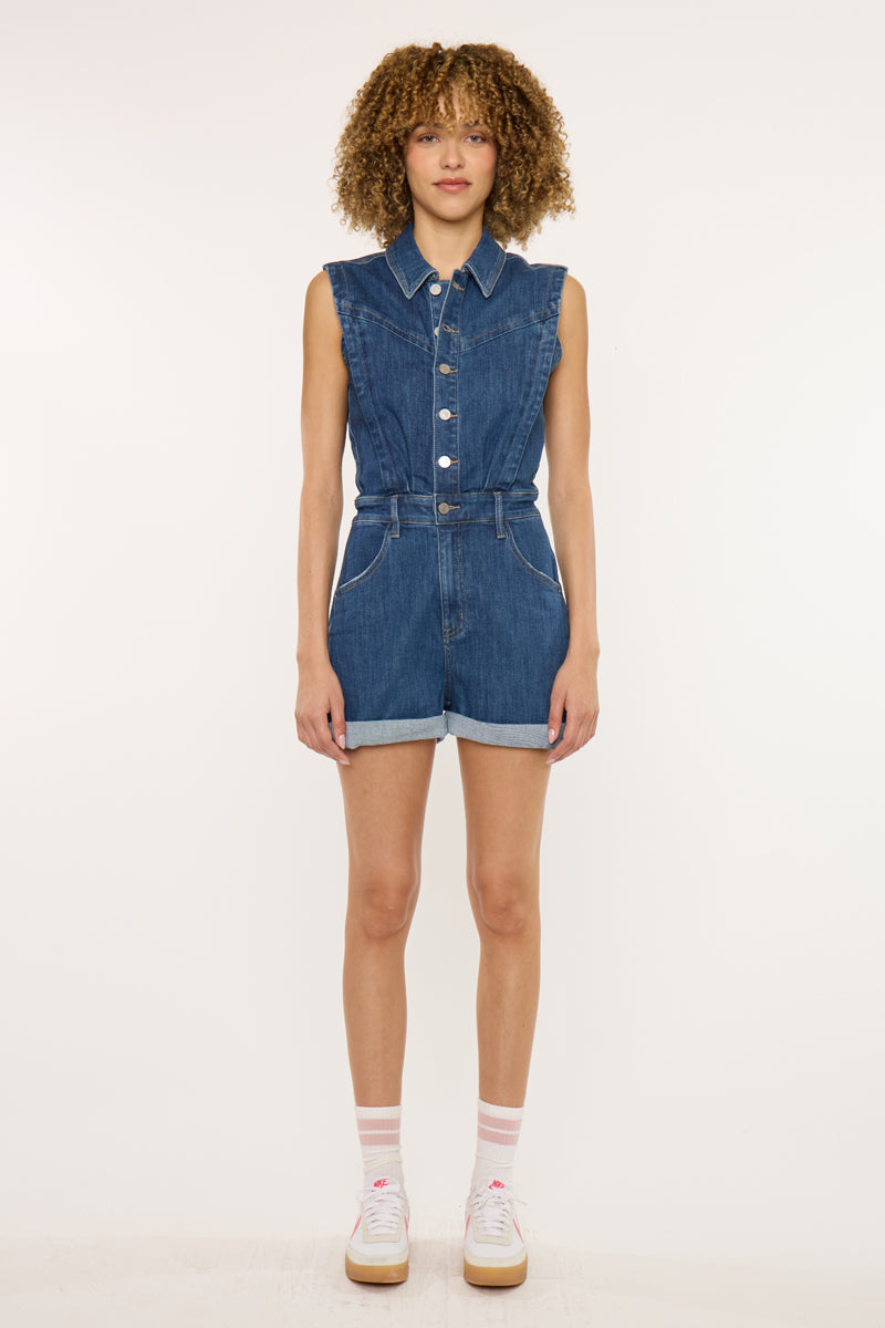 Maite Sleeveless Denim Romper - Official Kancan USA