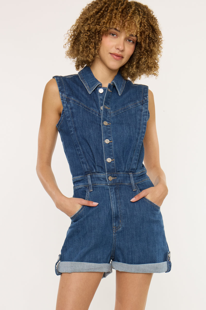 Maite Sleeveless Denim Romper - Official Kancan USA