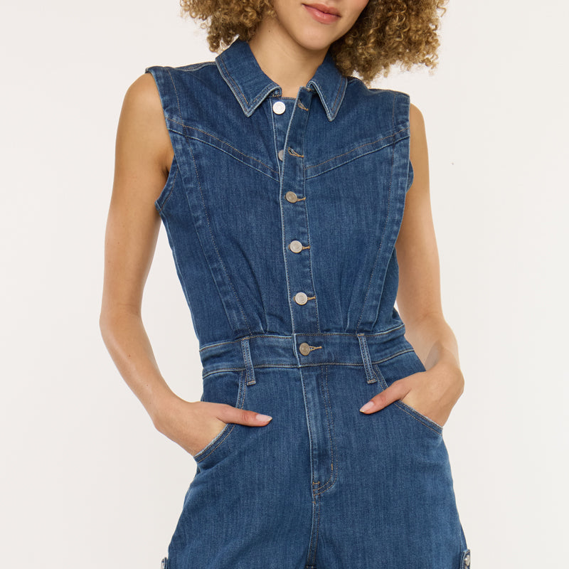 Maite Sleeveless Denim Romper - Official Kancan USA