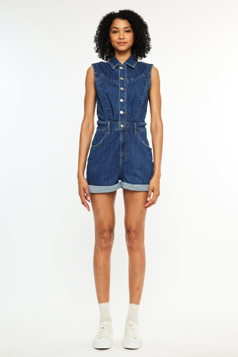 Maite Sleeveless Denim Romper - Official Kancan USA