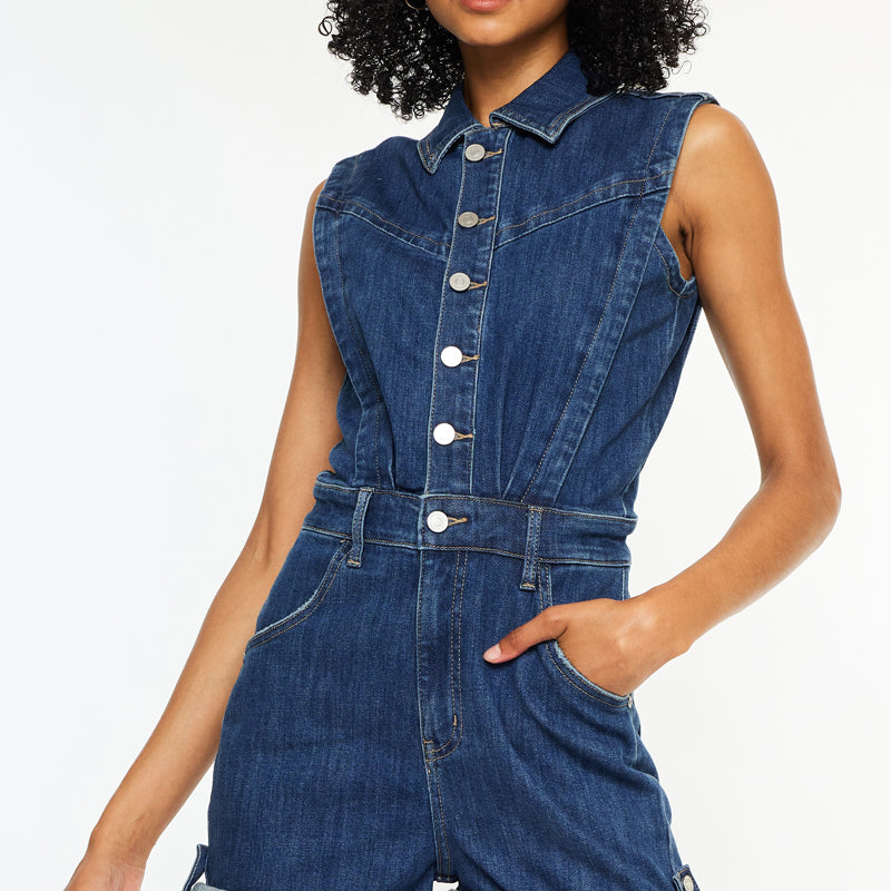 Maite Sleeveless Denim Romper - Official Kancan USA