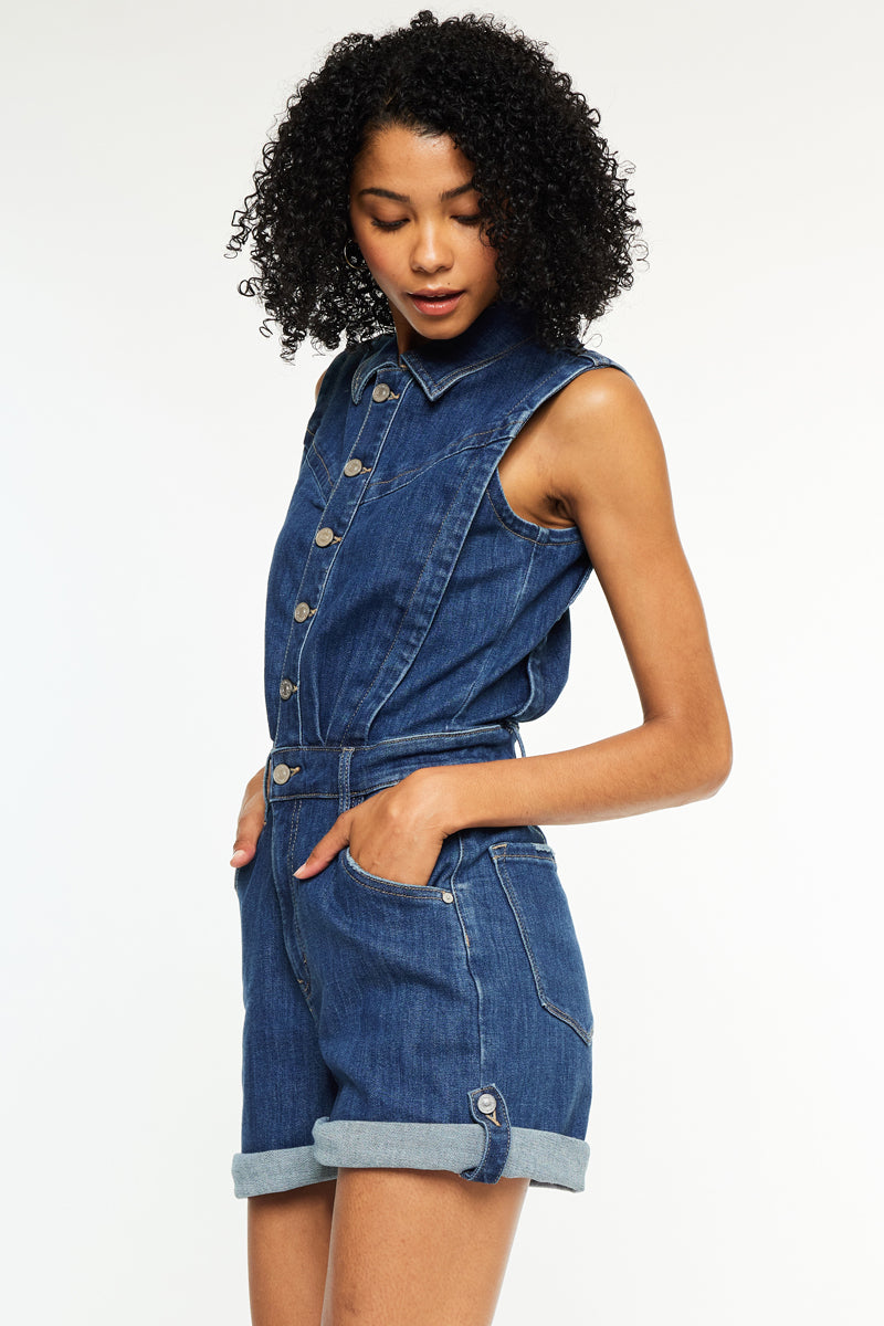 Maite Sleeveless Denim Romper - Official Kancan USA