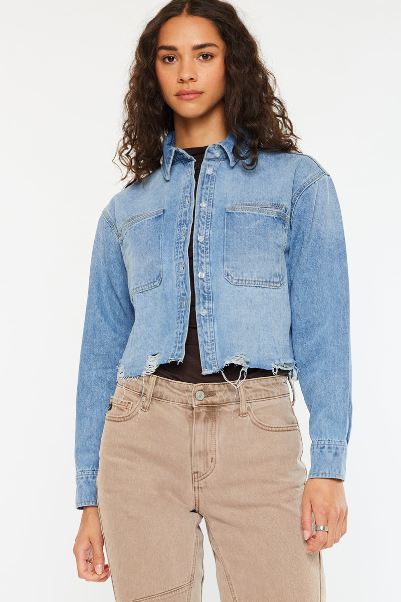 Gemmi Crop Denim Shirts – Kancan USA