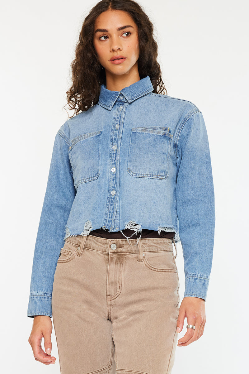 Gemmi Crop Denim Shirts - Official Kancan USA