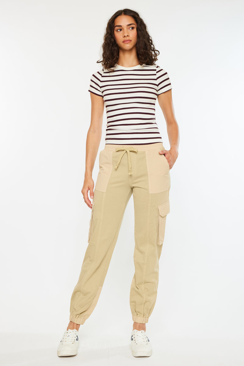 Jacie High Rise Color Block Knit Joggers - Official Kancan USA