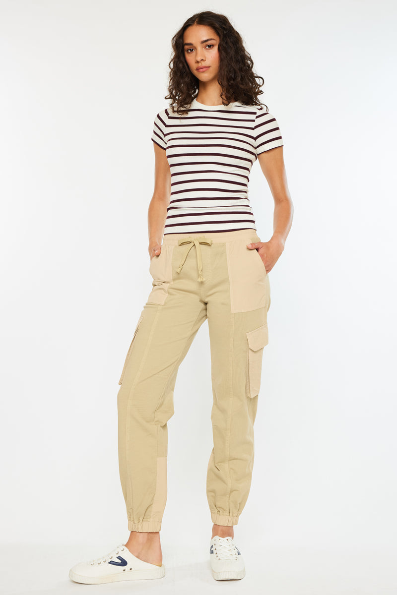 Jacie High Rise Color Block Knit Joggers - Official Kancan USA