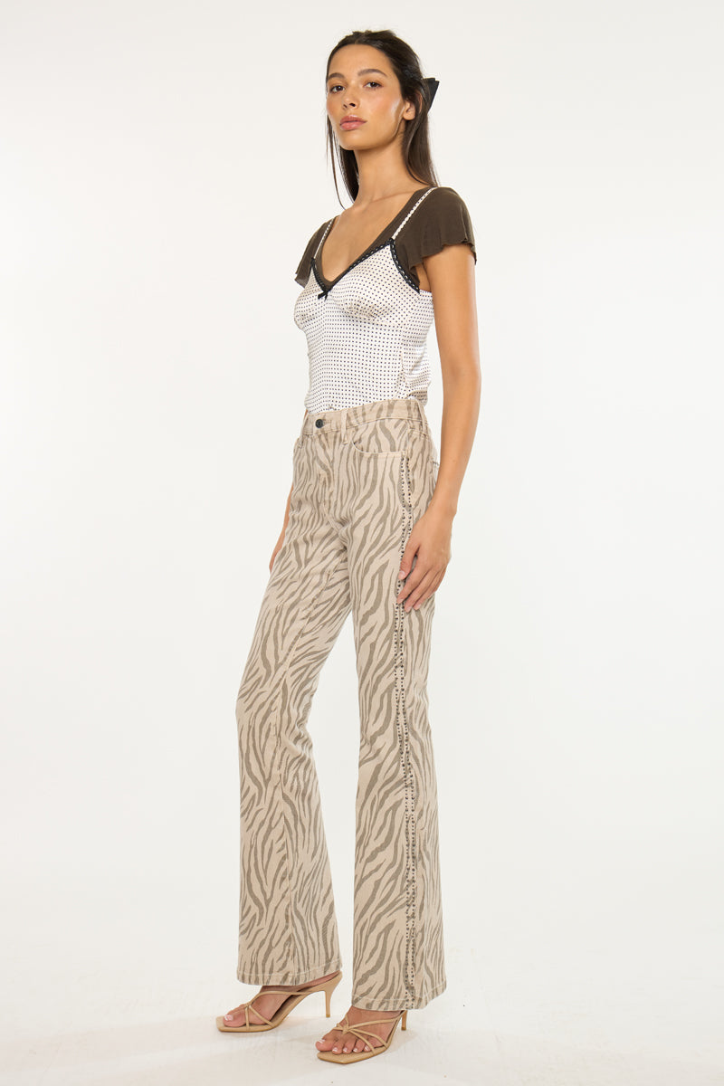 Zellie High Rise Flare Jeans with Studded Details – Kancan USA