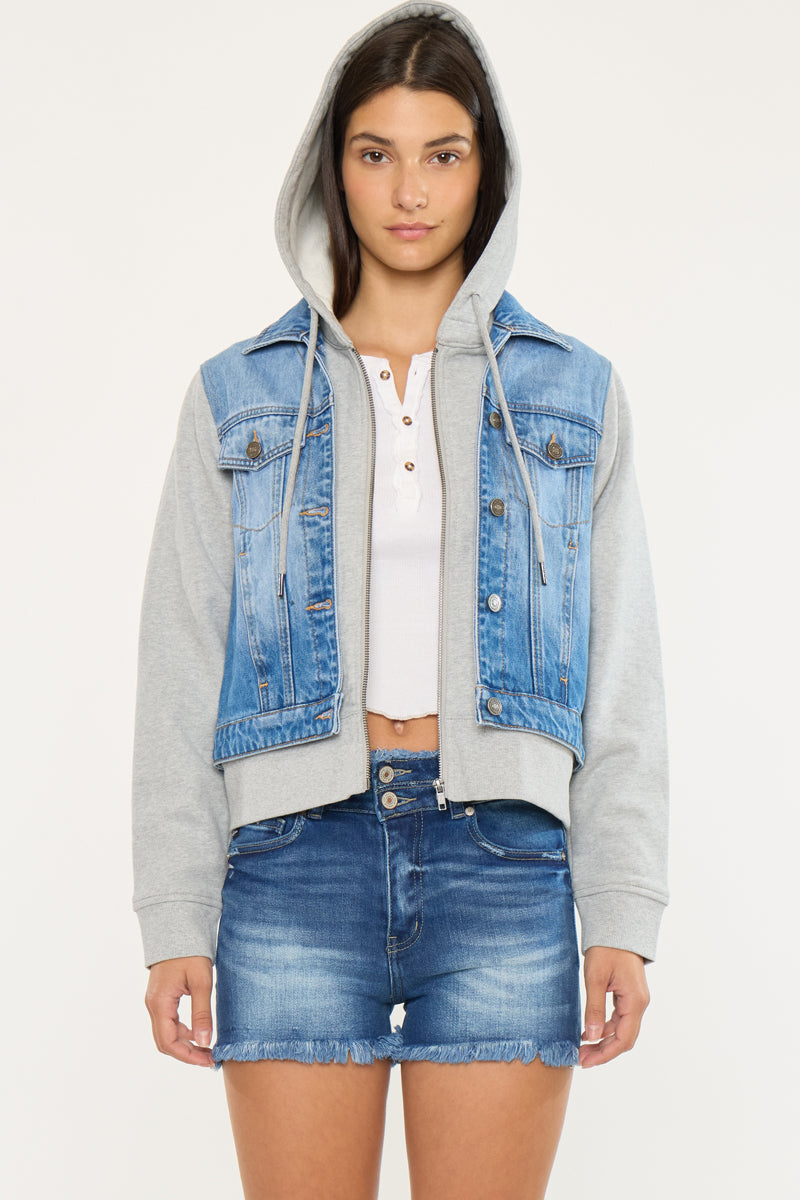 Kenzie Denim Hoodie Jacket | Casual Layered Style – Kancan USA