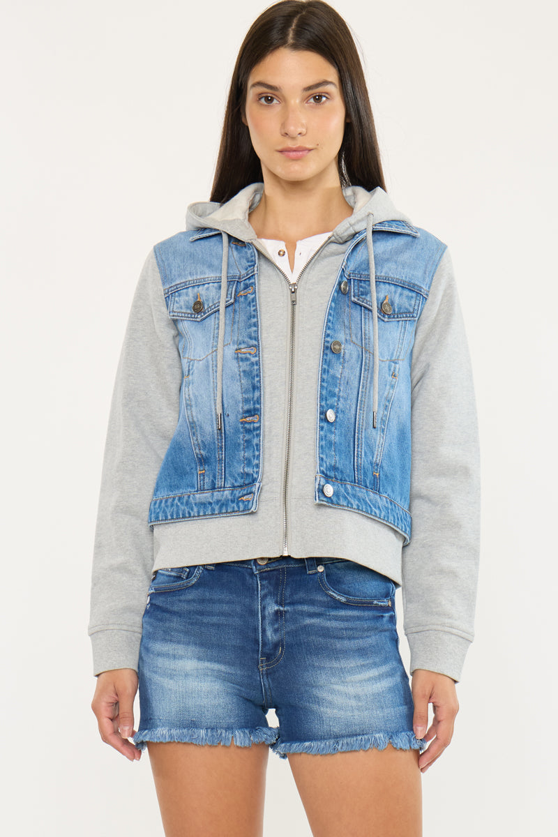 Kenzie Denim Hoodie Jacket | Casual Layered Style – Kancan USA