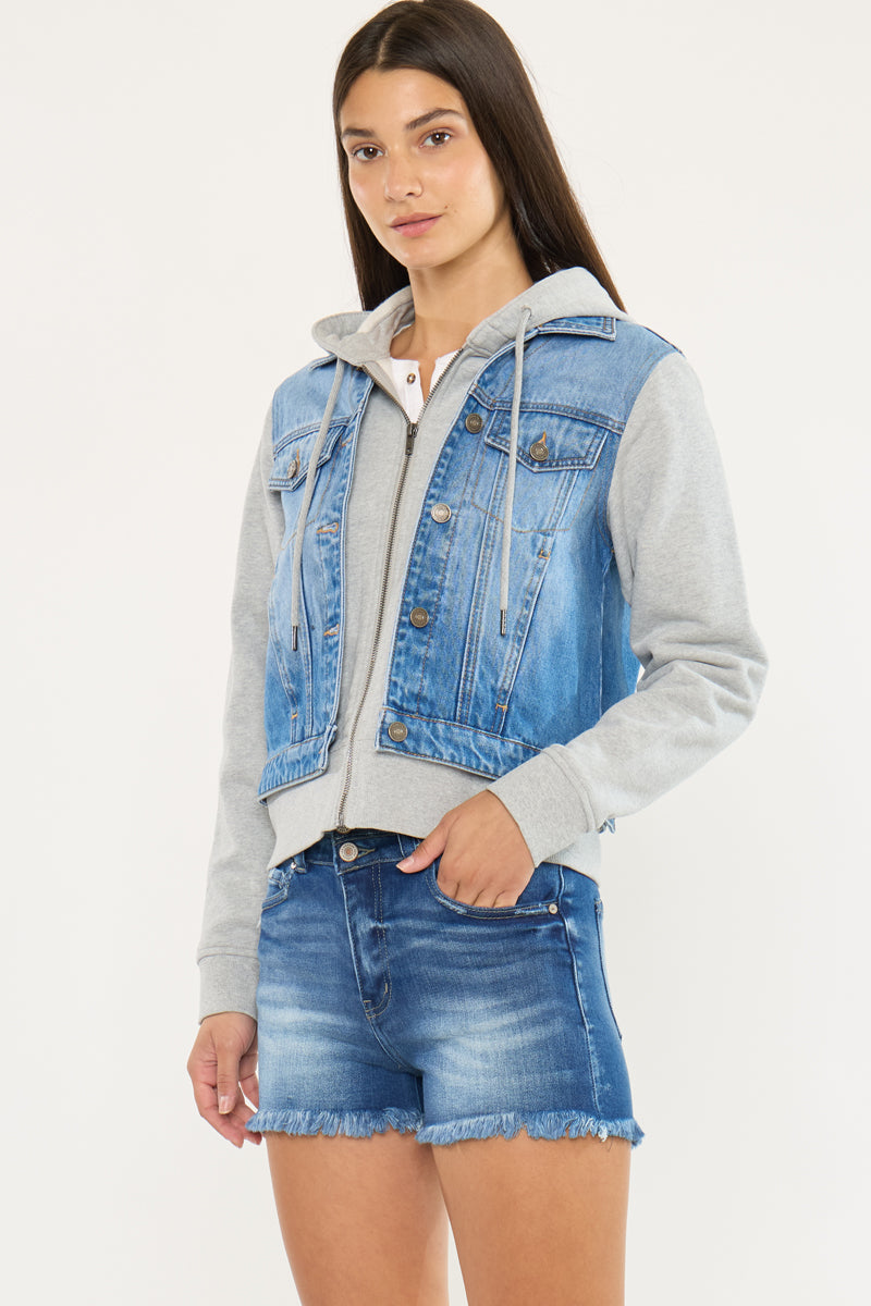 Kenzie Denim Hoodie Jacket | Casual Layered Style – Kancan USA