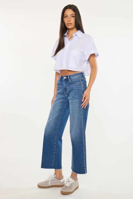 Mailene High Rise Crop Wide Leg Jean - Official Kancan USA