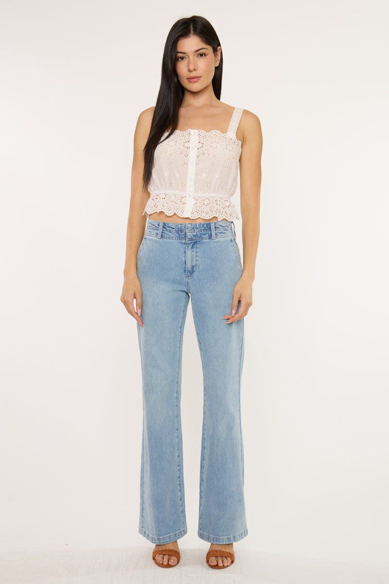 Islan High Rise Wide Flare Jeans – Bold Fit – Kancan USA