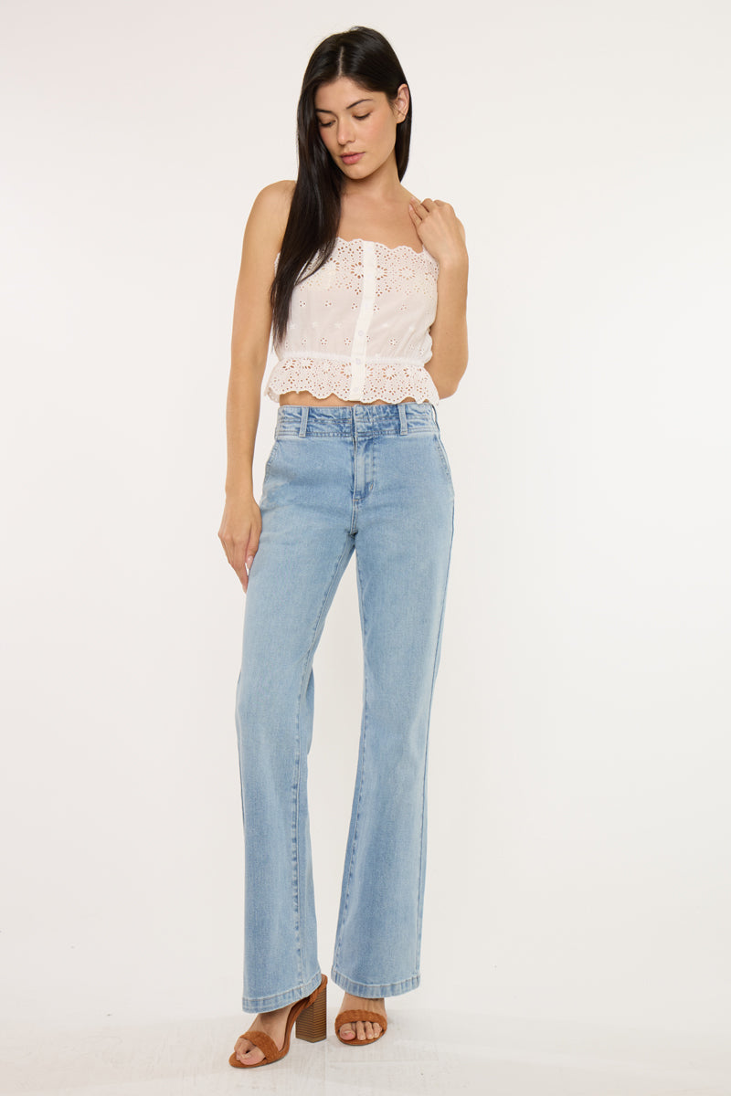 Islan High Rise Wide Flare Jeans – Bold Fit – Kancan USA
