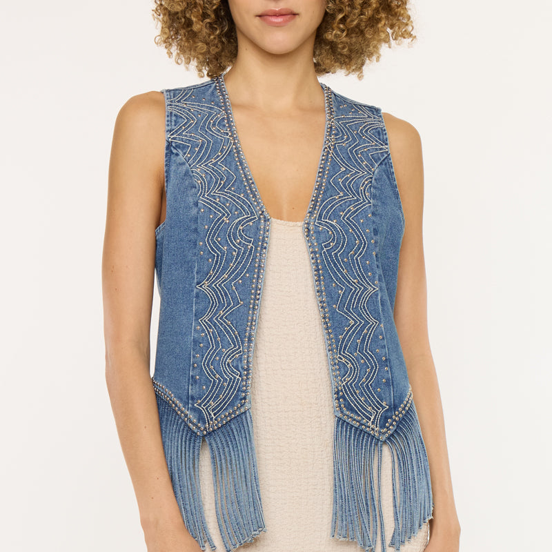 Mabel Fringe Denim Vest