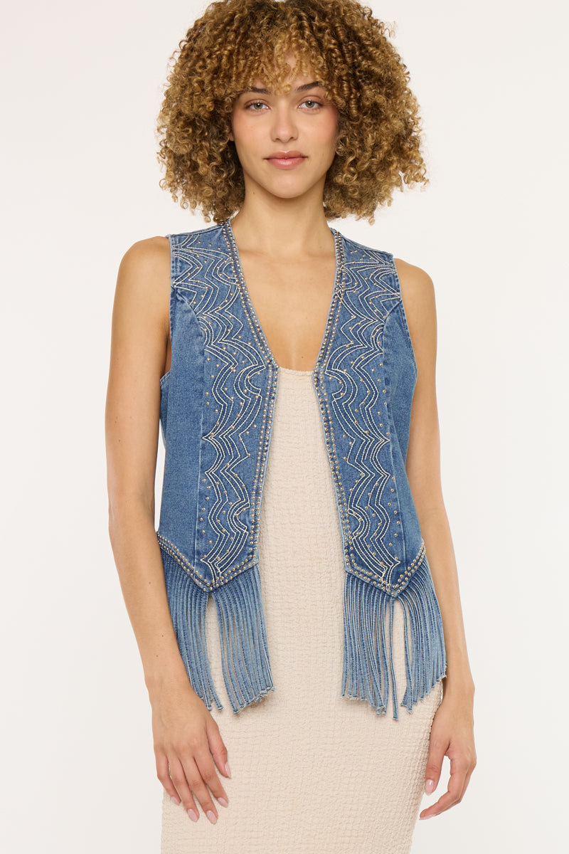Mabel Fringe Denim Vest