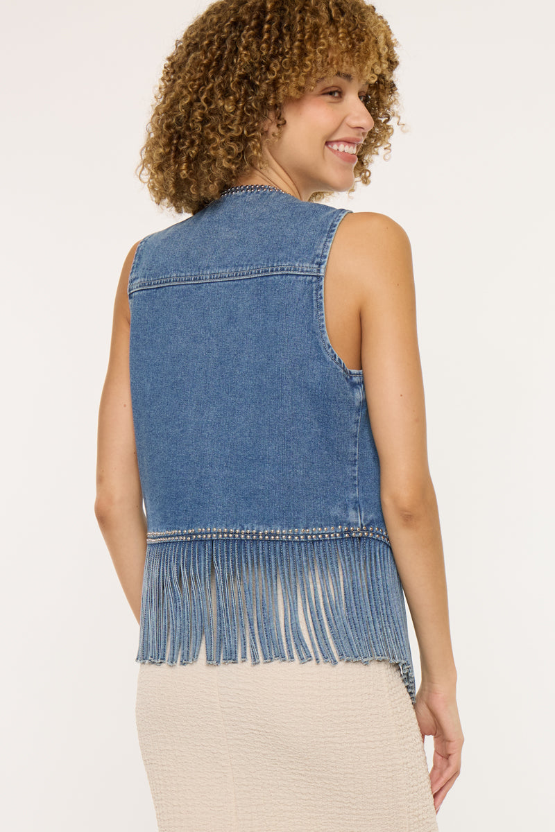 Mabel Fringe Denim Vest