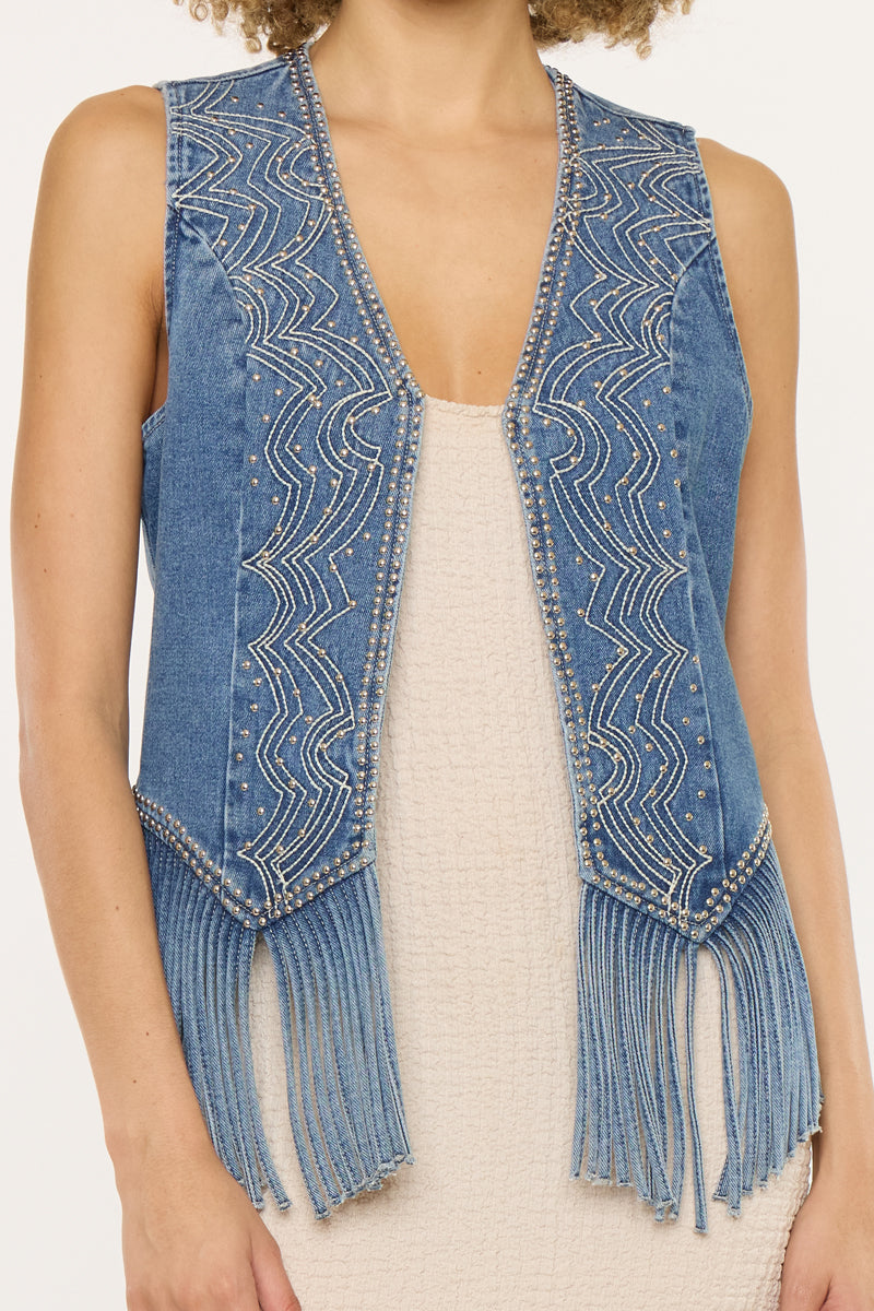 Mabel Fringe Denim Vest