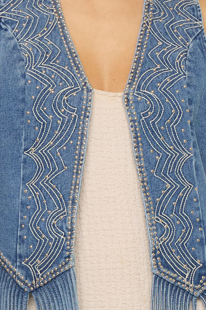 Mabel Fringe Denim Vest