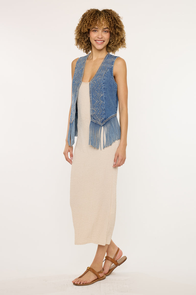 Mabel Fringe Denim Vest