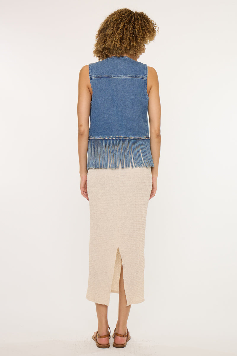 Mabel Fringe Denim Vest