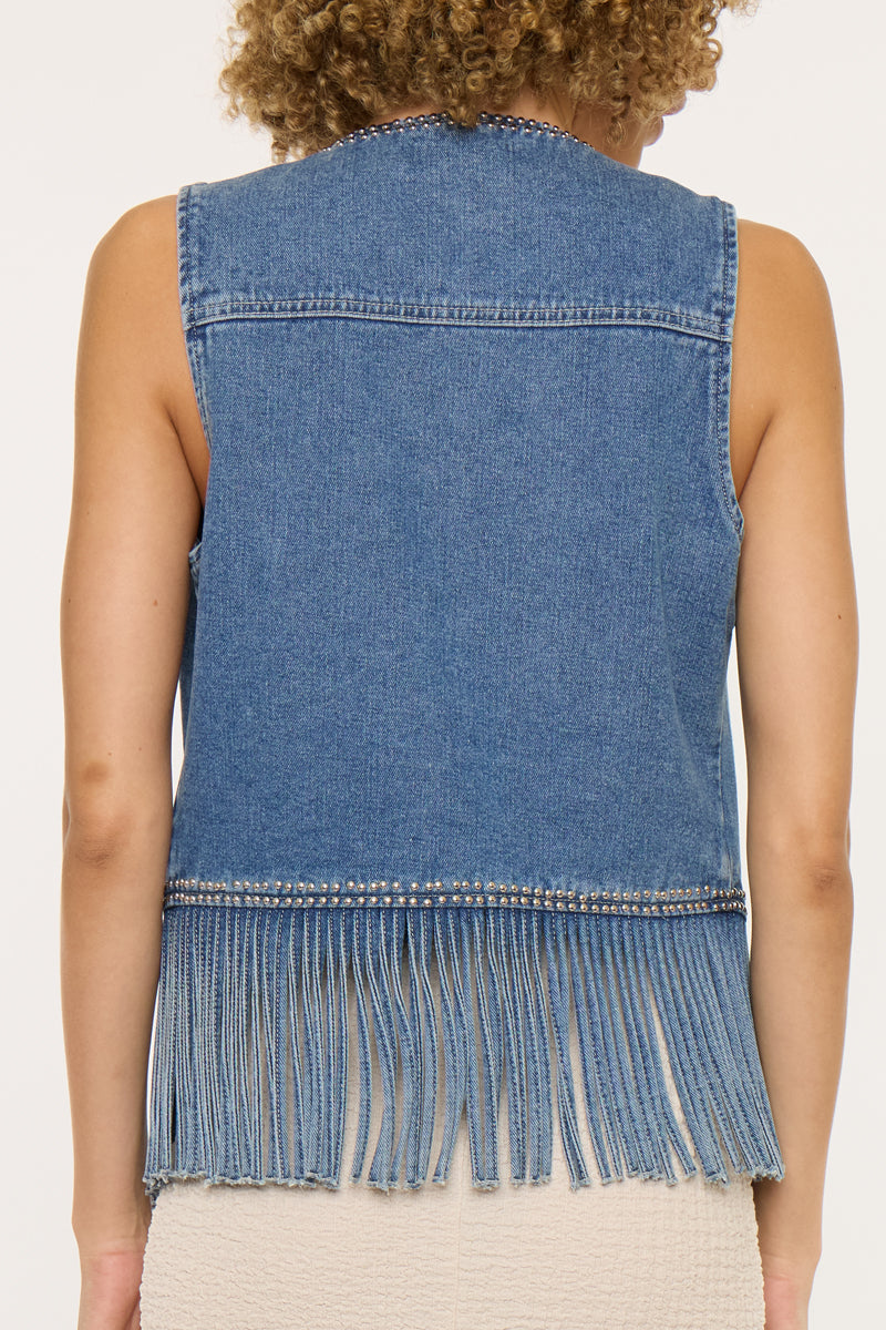 Mabel Fringe Denim Vest
