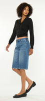 Daylin Low Rise Baggy Jort Shorts – Medium Wash Rigid Denim - Official Kancan USA