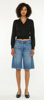 Daylin Low Rise Baggy Jort Shorts – Medium Wash Rigid Denim - Official Kancan USA