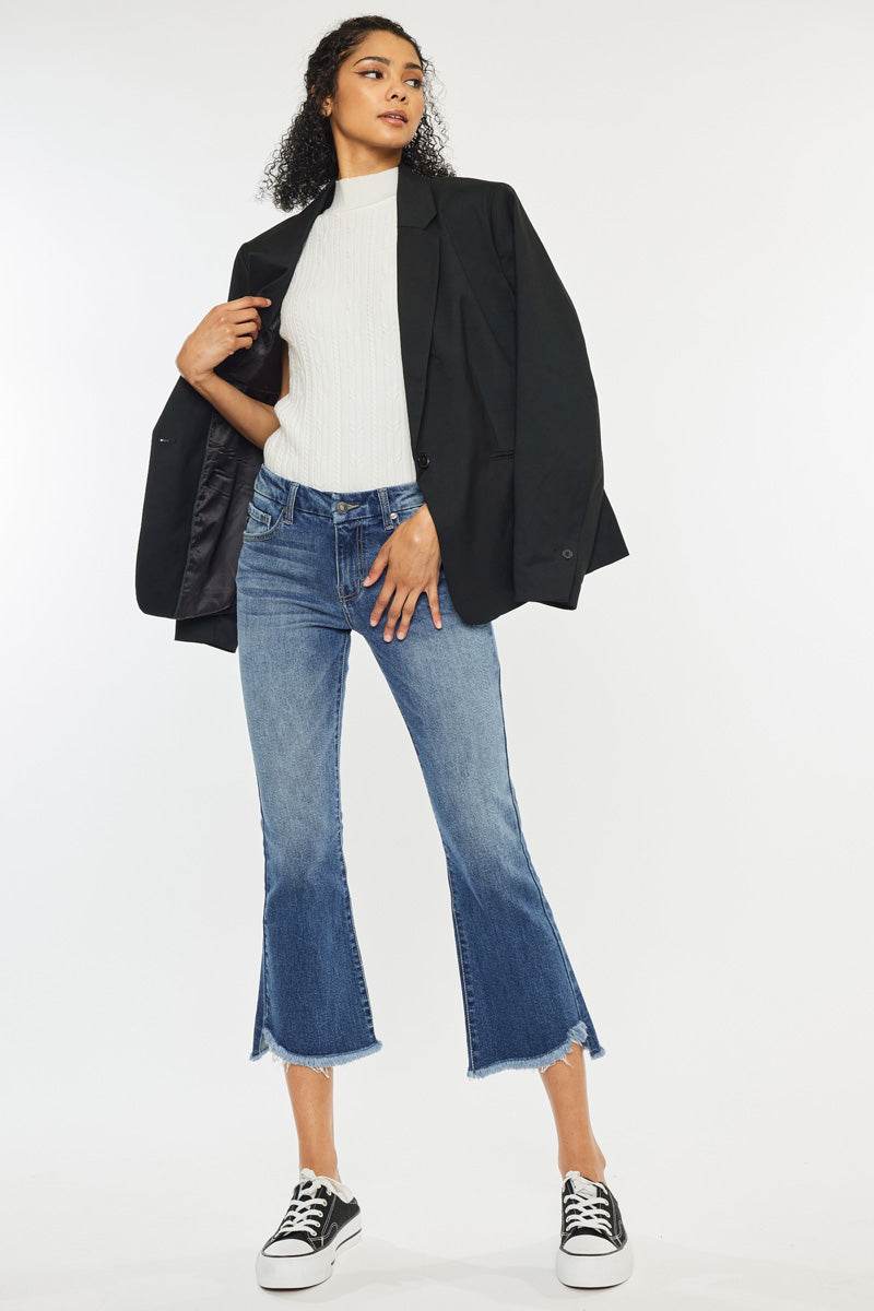Kancan Aida Cropped Flare Jeans – Mid Rise Fit | Kancan USA