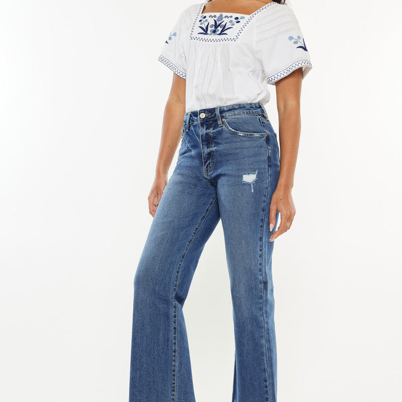 Jemma High Rise Slim Wide Leg Jeans - Official Kancan USA