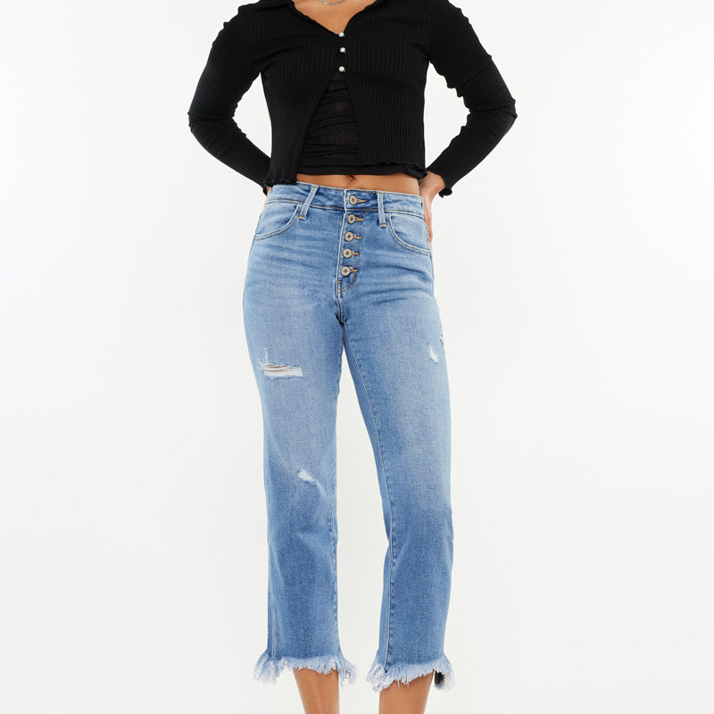 Zuzanna High Rise Crop Straight Leg Jeans - Official Kancan USA