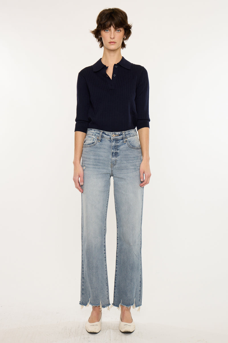 Violet High Rise Slim Wide Leg Jeans - Official Kancan USA