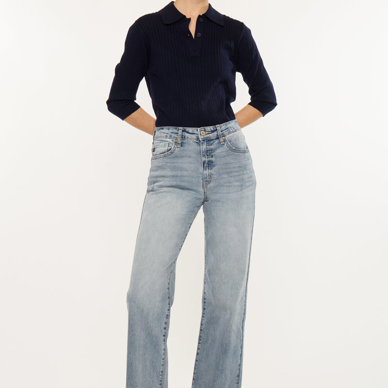 Violet High Rise Slim Wide Leg Jeans - Official Kancan USA