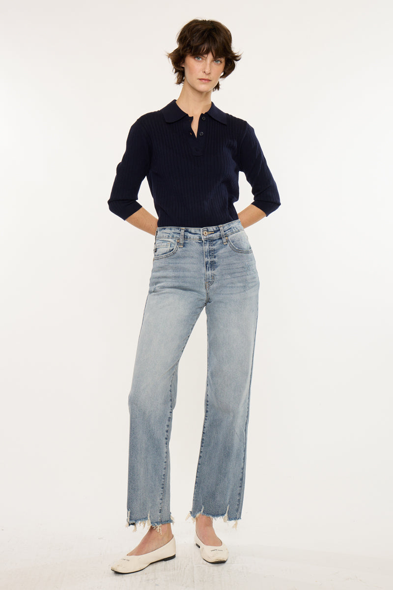 Violet High Rise Slim Wide Leg Jeans - Official Kancan USA