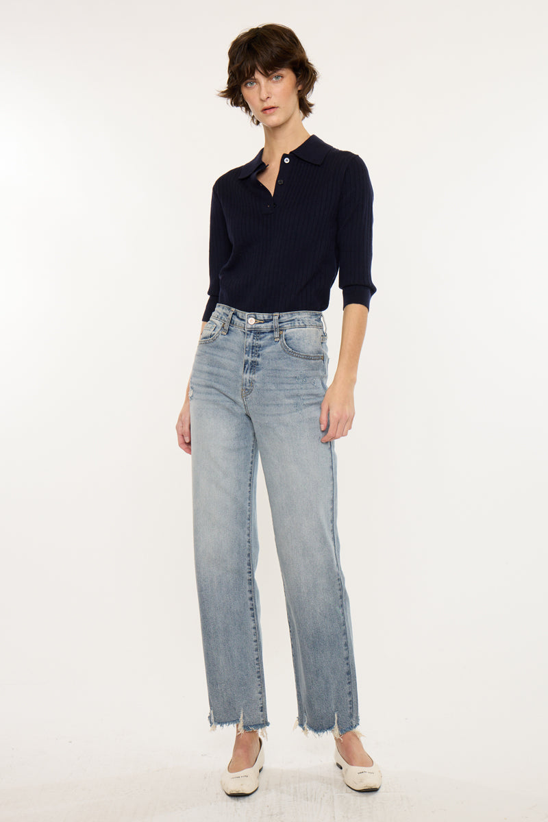 Violet High Rise Slim Wide Leg Jeans - Official Kancan USA