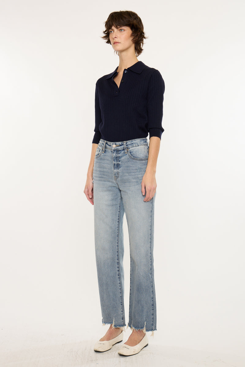 Violet High Rise Slim Wide Leg Jeans - Official Kancan USA