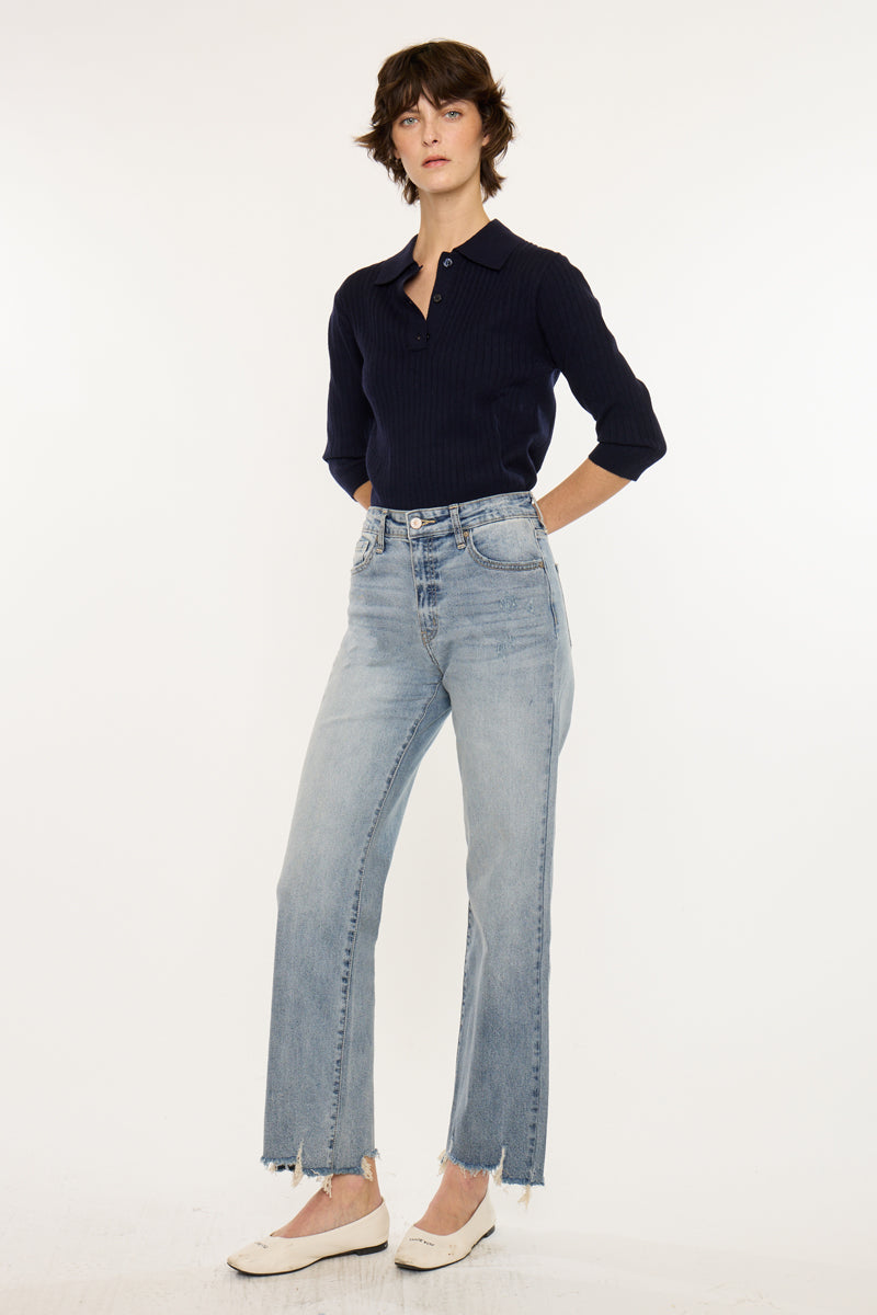 Violet High Rise Slim Wide Leg Jeans - Official Kancan USA