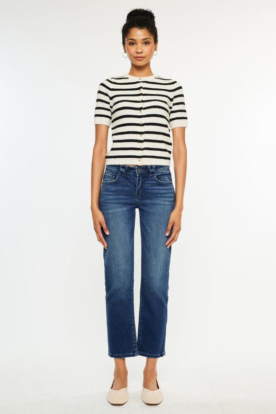 Dolores Mid Rise Slim Straight Leg Fit Jeans - Official Kancan USA